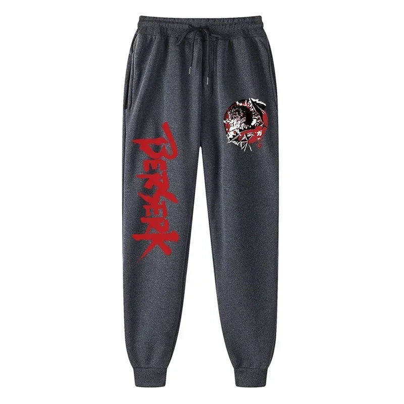 Men's berserk animated printed sportswear pants sports jogging pants casual polar lining pocket pants