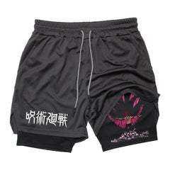 Anime 2-in-1 Gym Shorts — Quick-Dry Sportswear