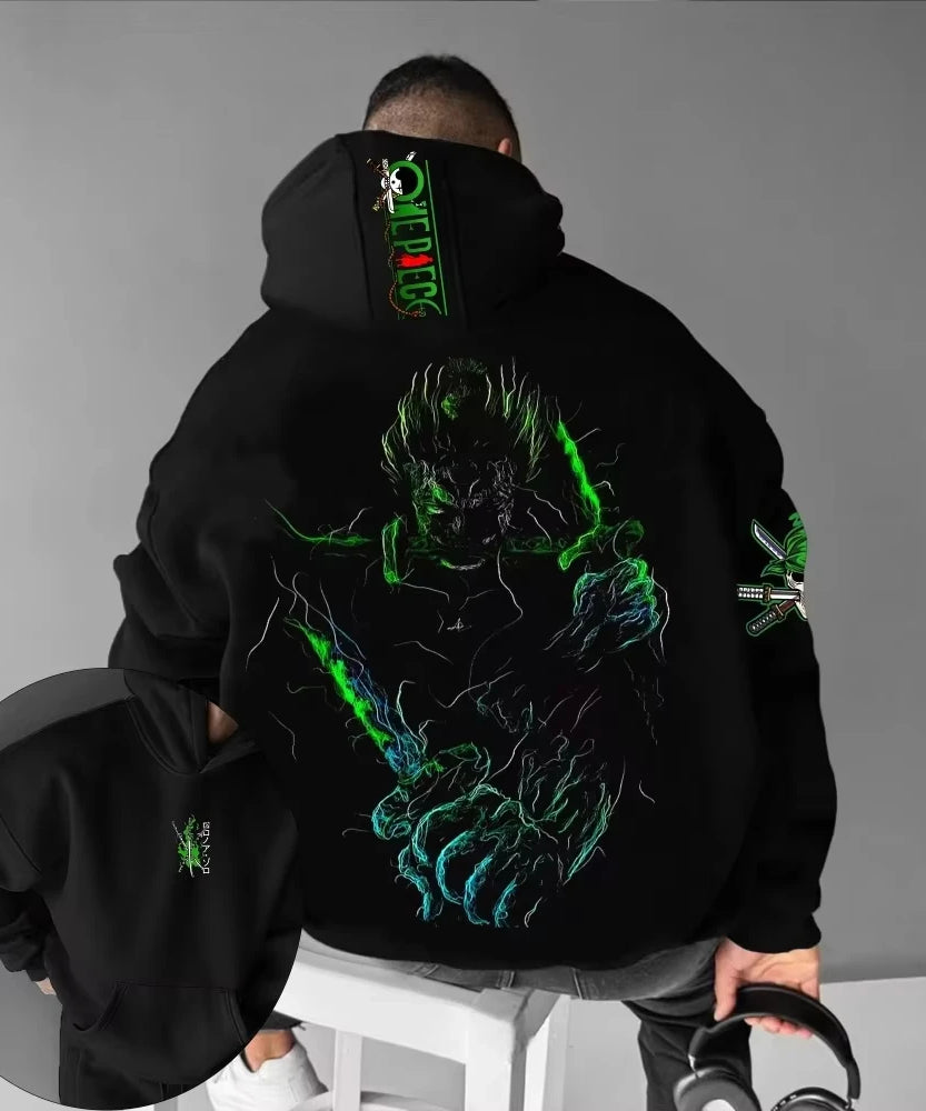 ONE PIECE Anime Peripheral Hand-painted Printed Pullover Autumn and Winter New Men's Loose Casual American Hip Hop Sweater Top