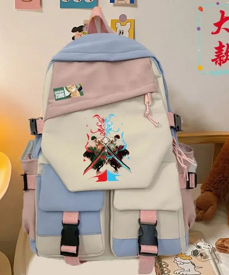 anime One Piece Luffy Zoro anime backpack large capacity student school bag male campus Korean version backpack birthday gift