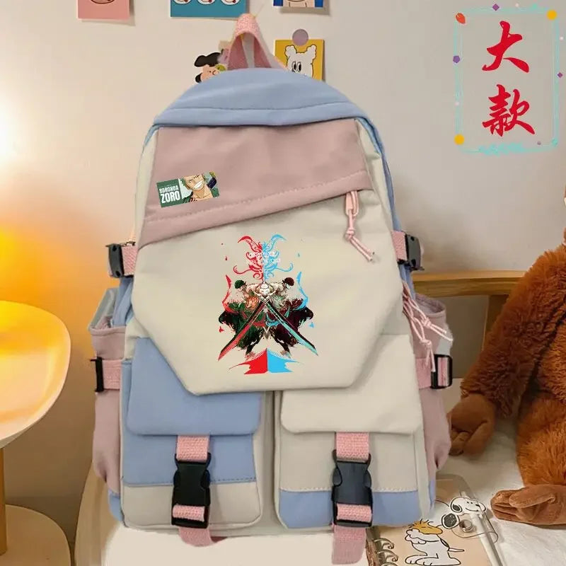 anime One Piece Luffy Zoro anime backpack large capacity student school bag male campus Korean version backpack birthday gift