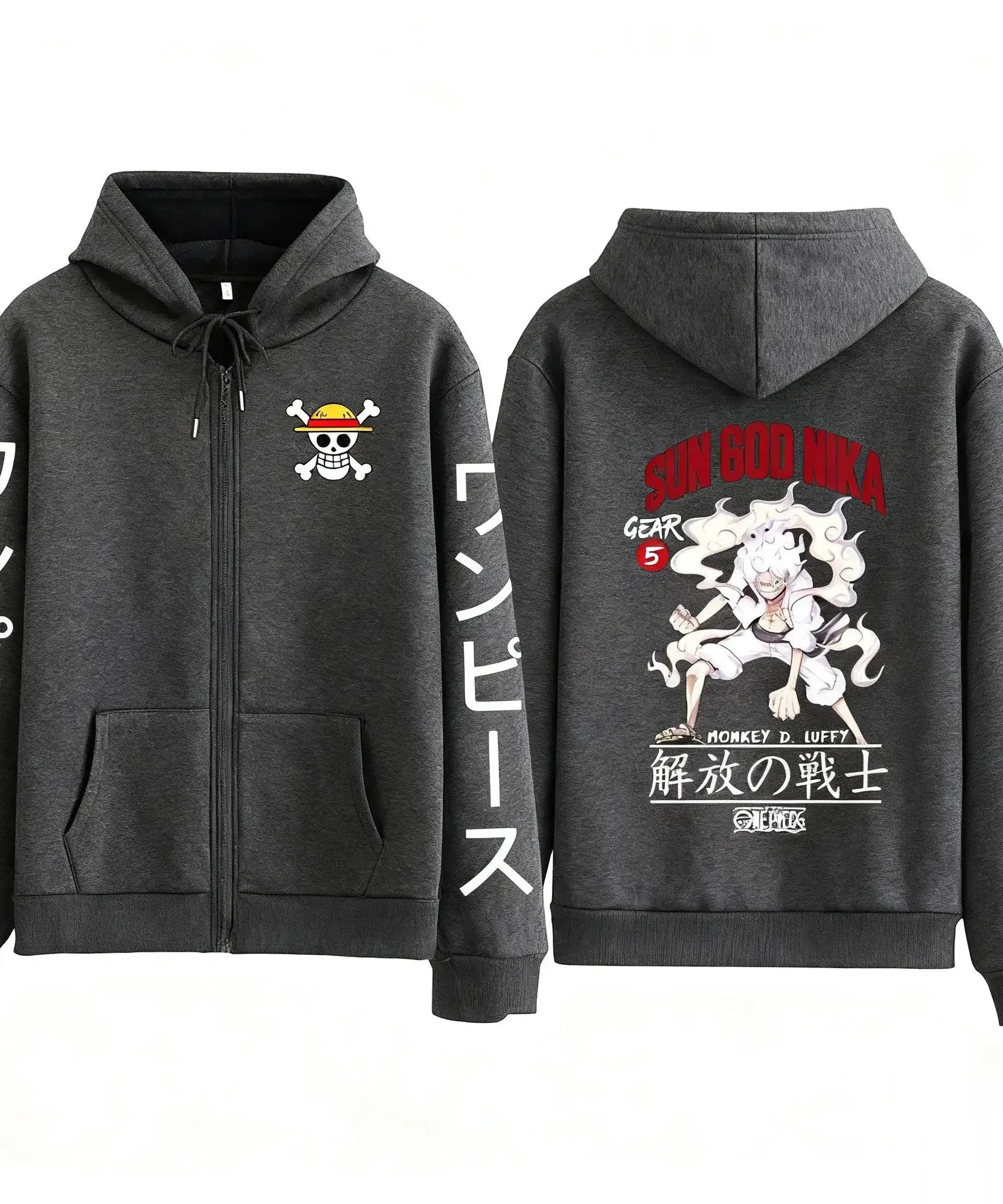 Anime Hooded Jacket One Piece Luffy Men Women Zip Up Sweatshirt Autumn Winter Fashion Graphic Print Streetwear Casual y2k Tops