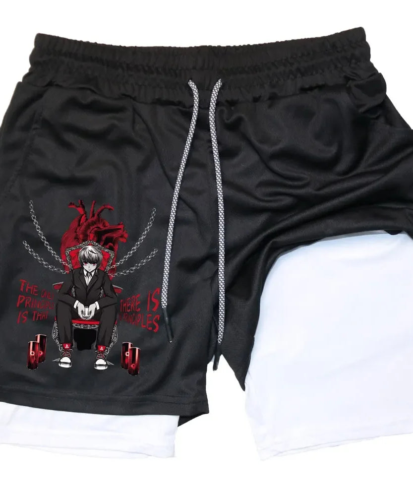 Kurapika Anime 2-in-1 Gym Shorts – Breathable Compression Sportwear