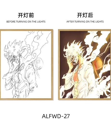 Sun God Nika Luffy Light-Up Frame – One Piece LED Desktop Decor