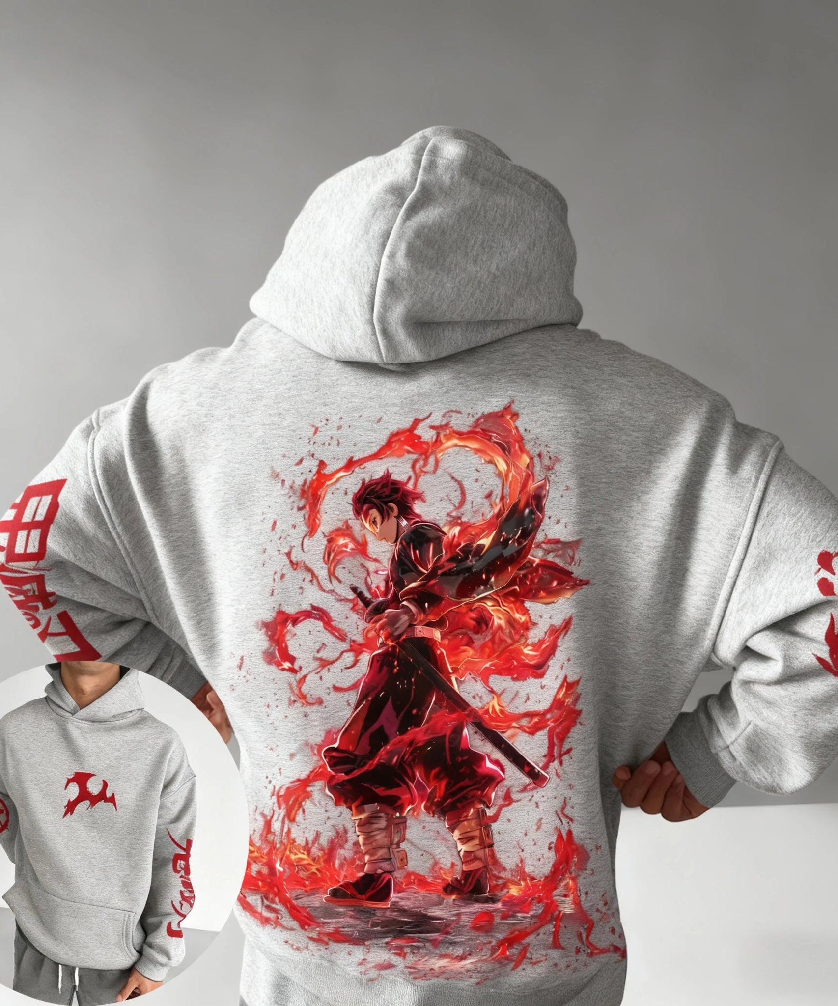 Demon Slayer Men's Hoodie Autumn/Winter New Cool Anime Printed Loose Casual Japanese Harajuku Parent Child Sweater Top