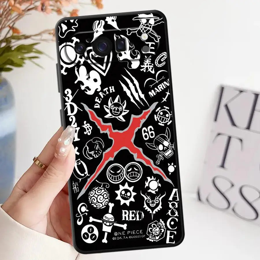 O-One P-Pieces Anime Case for Google Pixel 8a 7 Pro 9 Pro XL 6a 9a 8 Pro 6 Pro 7a Soft Cover