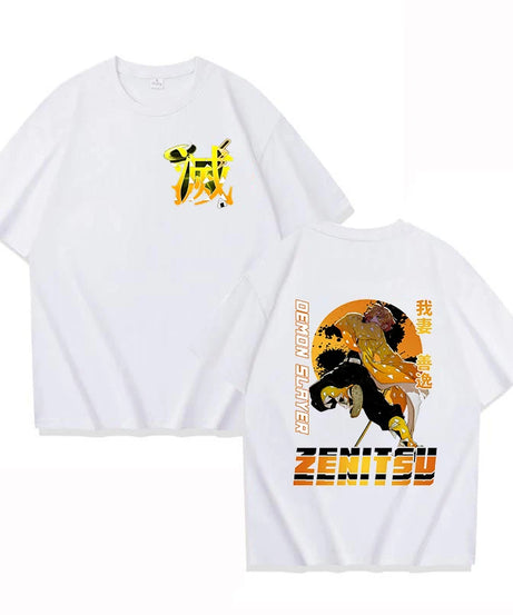 Hot Anime Agatsuma Zenitsu Print T-shirt Summer Casual Loose Personality T Shirt Women Men Harajuku Shirts