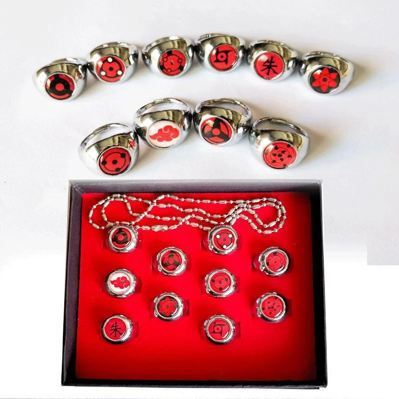 Anime Akatsuki Rings & Metal Necklace Pendant Set – Uchiha Itachi, Pain & Obito Accessories 8