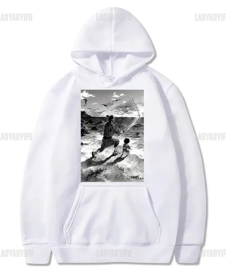 Manga VAGABOND Miyamoto Musashi Print Man Hoodies Acg Fans Streetwear Hipster Otaku Clothing Casual Girl Sweatshirts