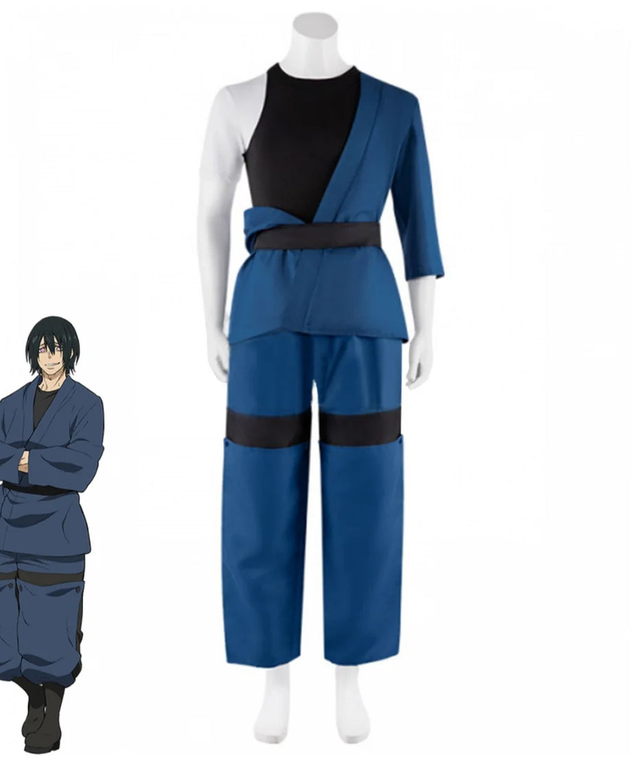 Anime Fire Force Shinmon Benimaru Cosplay Costume Blue Japanese Practice Uniform Tops Wig Adult Man Halloween Carnival Suit