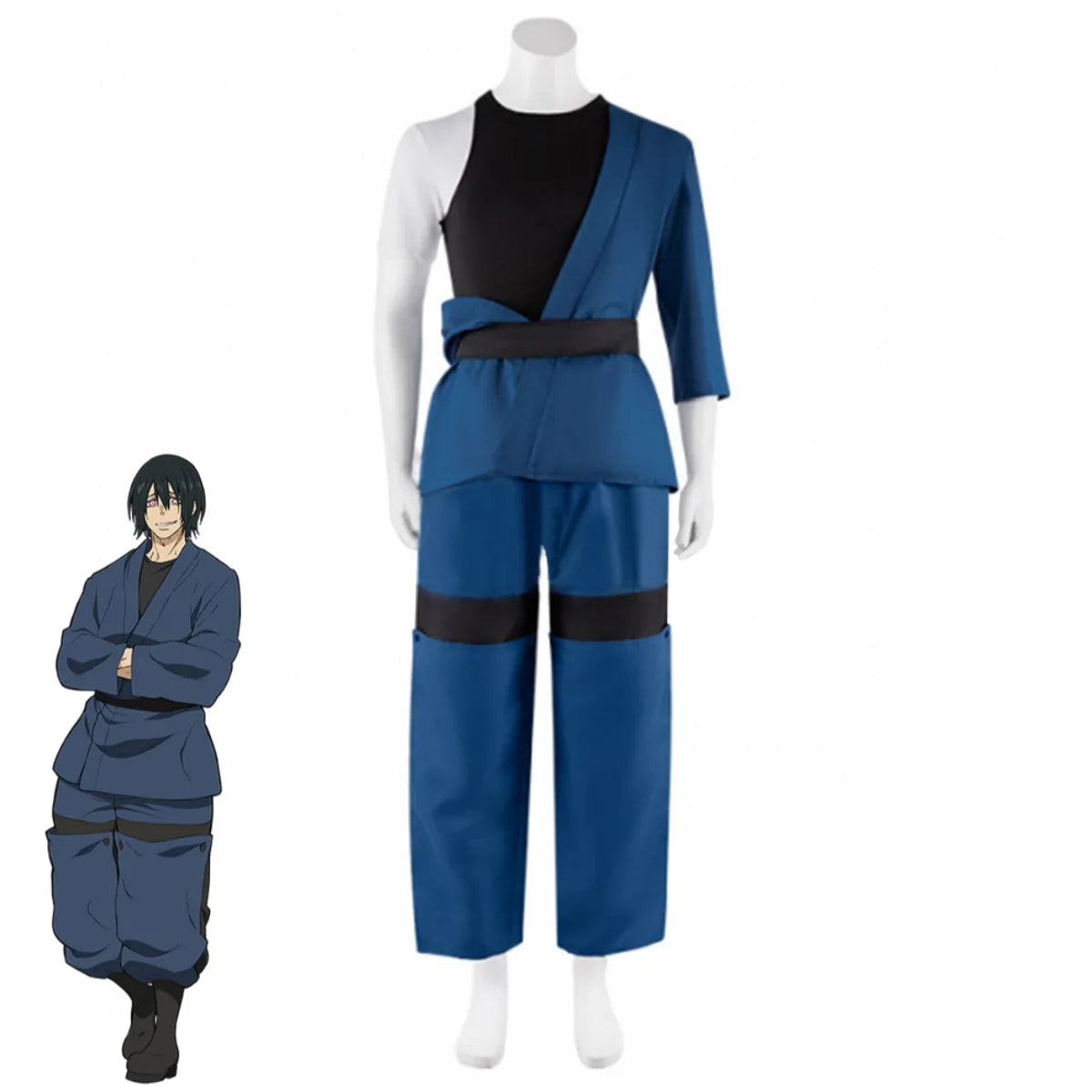 Anime Fire Force Shinmon Benimaru Cosplay Costume Blue Japanese Practice Uniform Tops Wig Adult Man Halloween Carnival Suit