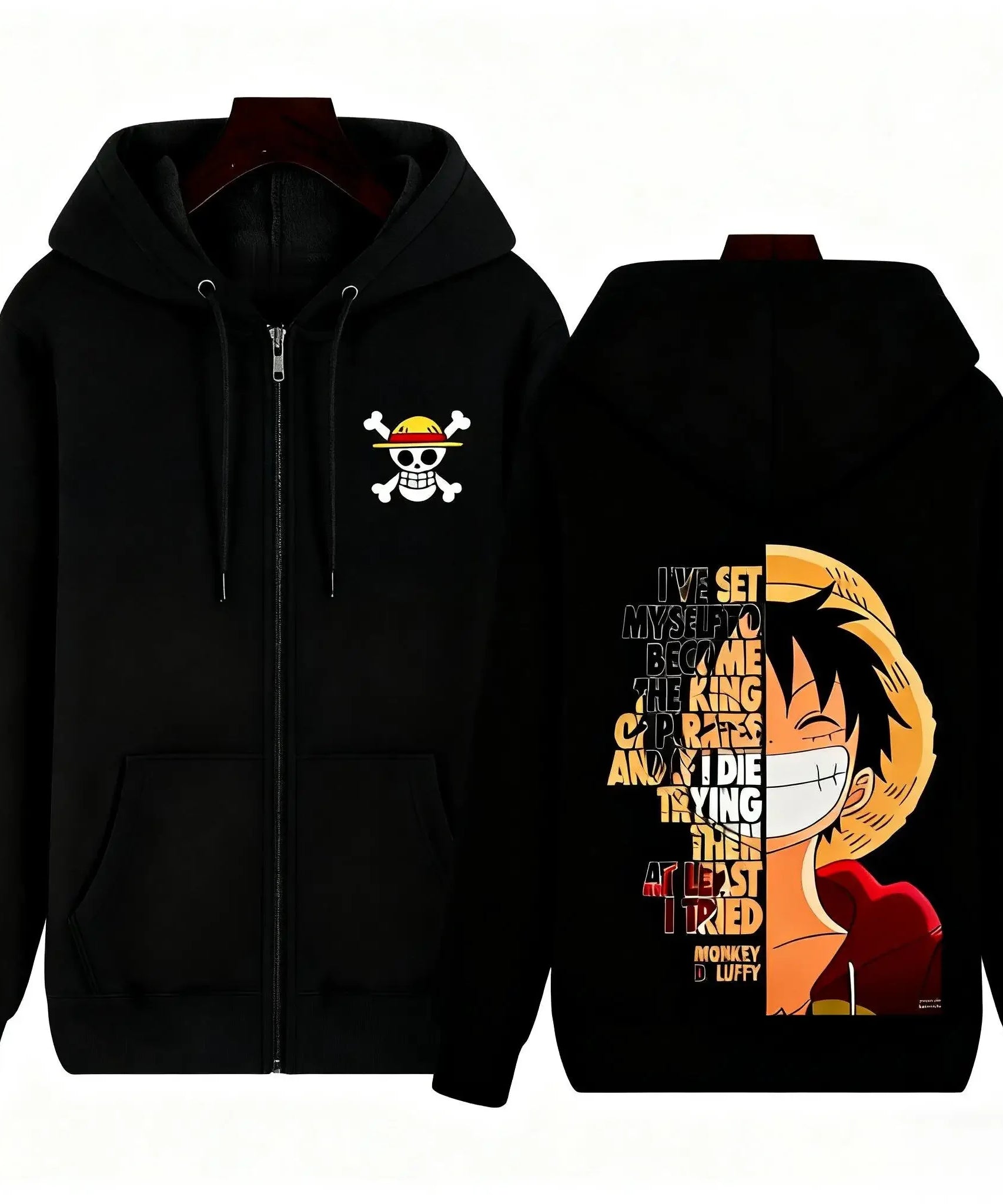 One Piece Monkey D Luffy Graphic Print Hoodie Zip Up Jacket Men Women Anime Streetwear Casual Pullover Long Sleeve Autumn Winter