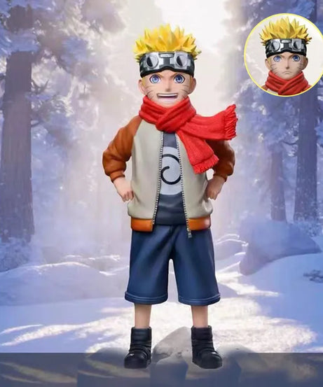 21cm Naruto Childhood Uzumaki Naruto Hinata Hyuga Couple Figure Double Head Sculpt Anime Model Toy Desktop Ornament Collect Gift