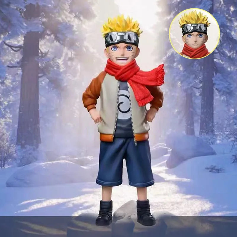 21cm Naruto Childhood Uzumaki Naruto Hinata Hyuga Couple Figure Double Head Sculpt Anime Model Toy Desktop Ornament Collect Gift