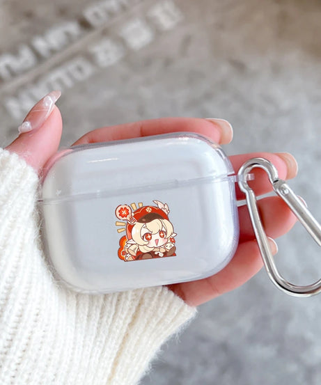 Genshin Impact Anime With Hook Case For AirPods 2 3 1 Cases For Apple AirPods Pro 2 Coque Transparent TPU Earphone Cover