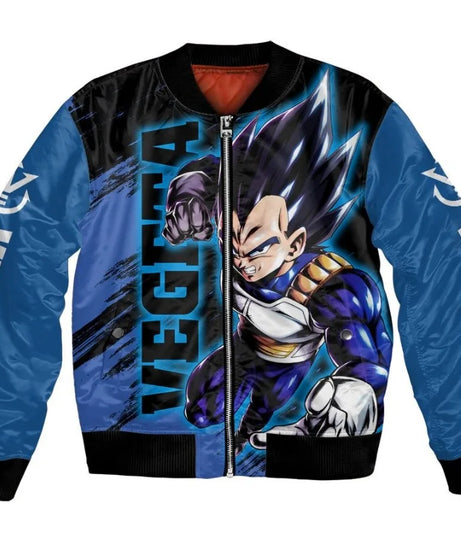 Plus Size Anime Bomber Jacket for Men - One Piece Naruto Dragon Ball Themed Military Aviator Coat, Cosplay Winter Outerwear Gift