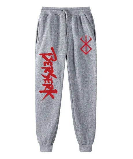 Men's berserk animated printed sportswear pants sports jogging pants casual polar lining pocket pants