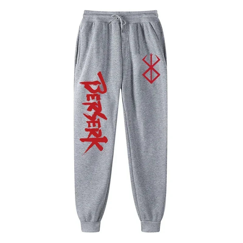 Men's berserk animated printed sportswear pants sports jogging pants casual polar lining pocket pants