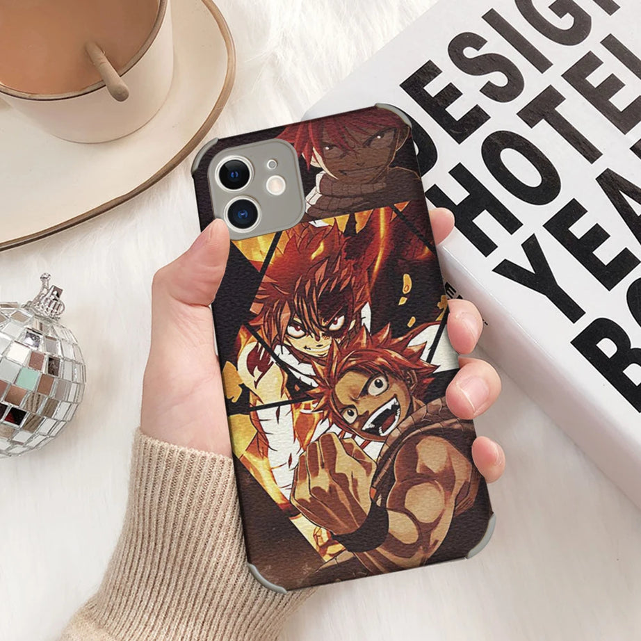 Anime Fairy Tail Natsu Dragneel Turkey Four Corners Phone Case Sheepskin for IPhone 13 12 11Pro Mini XR X XS Max 7 8 Plus Soft Cover