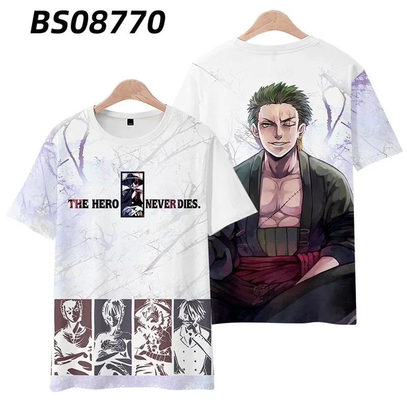 Anime Summer ONE PIECE T-Shirt Luffy Zoro 3D Print Clothes Female Male Fashion T Shirts Short Sleeves Casual Tops