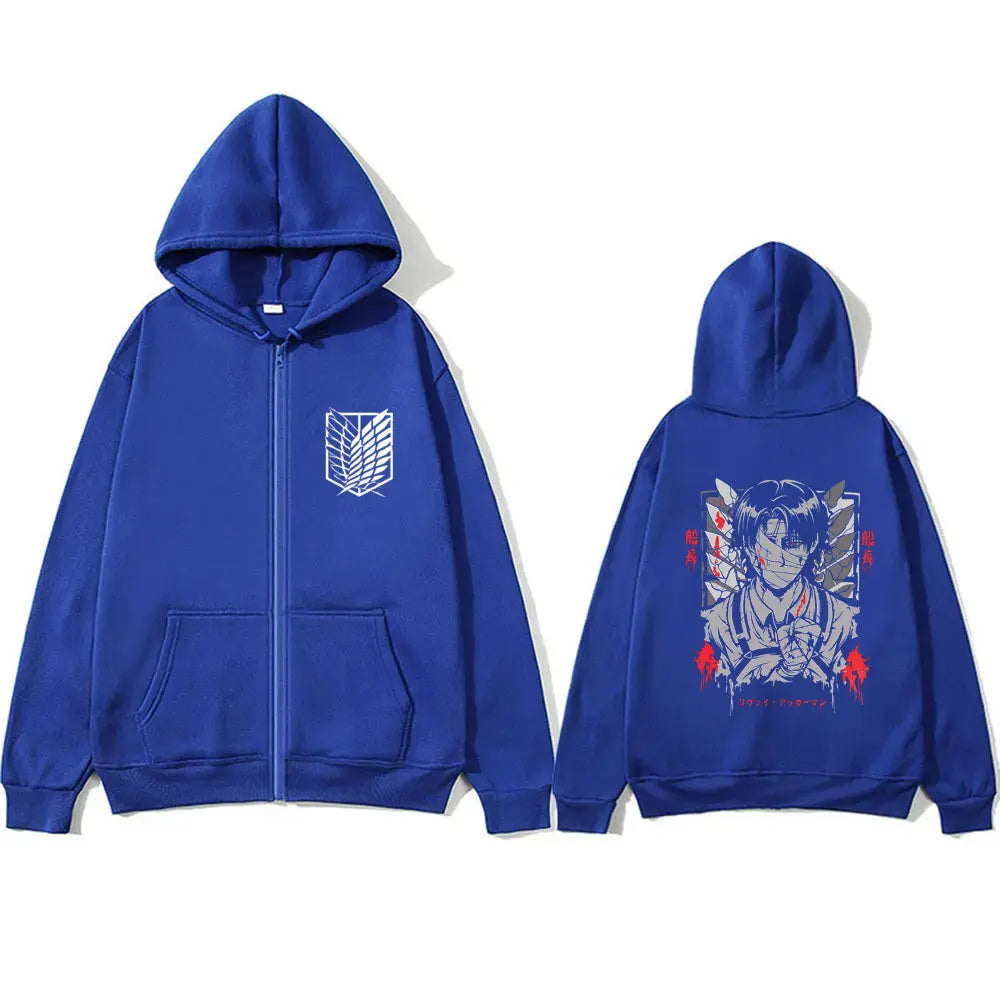 Attack on Titan Captain Levi Graphic Zip Up Hoodie Unisex Oversized Harajuku Jacket 4