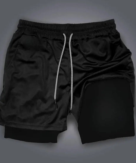 Demon Slayer Anime Tanjirou Printed 2-in-1 Sports Shorts Summer Men's New Trendy Fitness Quick Drying Y2K Double Layer Shorts