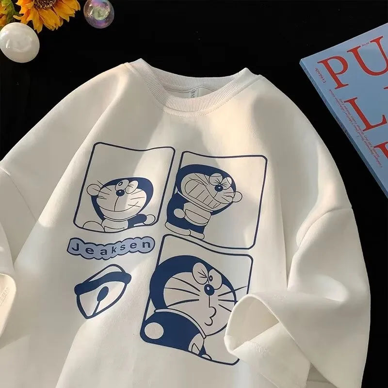 Minimalist Doraemon T-Shirt – Oversized Japanese Style Tee (M–8XL)