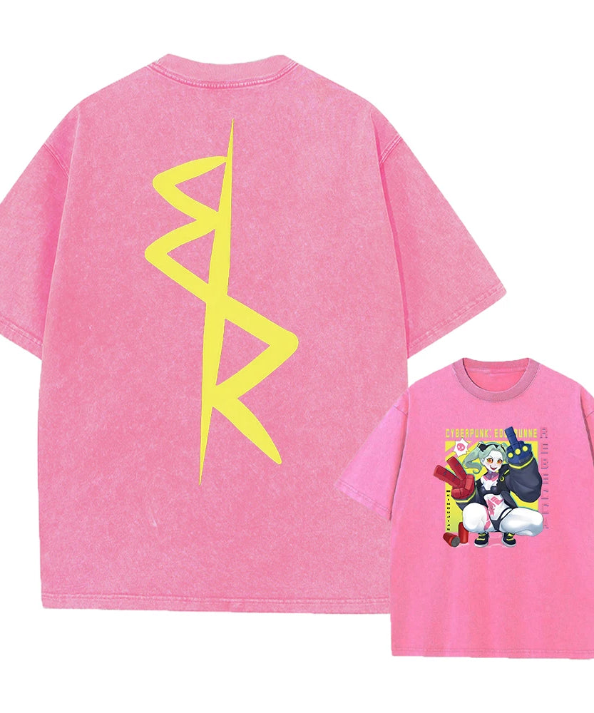 Cyberpunk Acid Anime Tee – Vintage Washed Streetwear Unisex T-Shirt