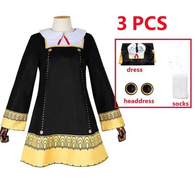 Spy x Family Anya Forger Eden Academy Uniform Cosplay Costume Set with Wig & Stockings 7