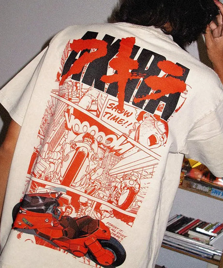 Akira Anime Men's Short Sleeve T-shirt Graphic Tee Streetwear Vintage Washed Cotton Summer Casual Top Japanese Manga Y2k Clothes