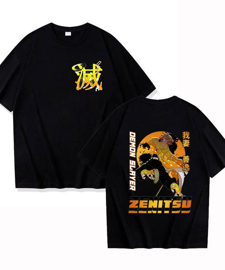 Hot Anime Agatsuma Zenitsu Print T-shirt Summer Casual Loose Personality T Shirt Women Men Harajuku Shirts