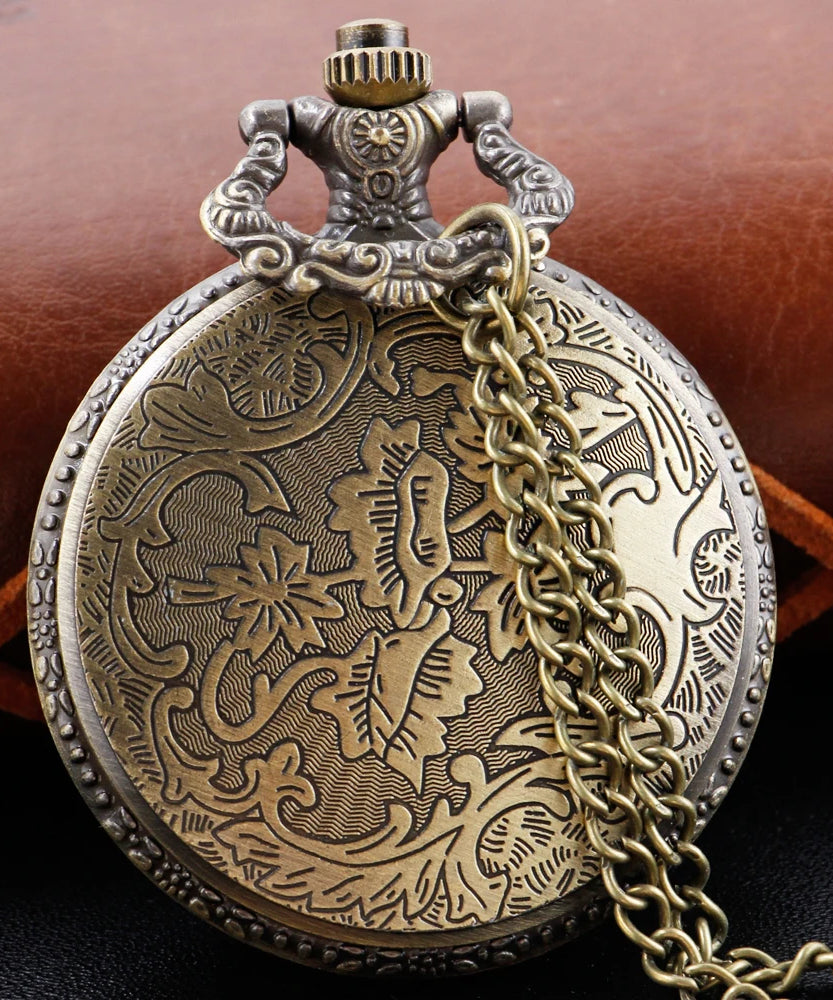 Bronze Pendant Necklace Quartz Pocket Watch Anime Death Comes Fob Chain Watch Clock Men's and Children's Best Holiday Gift
