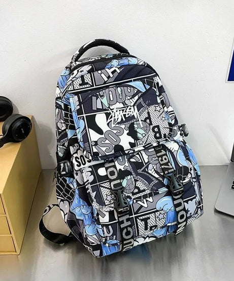 Monkey· D·Luffy cute creative simple anime peripheral waterproof graffiti schoolbag for primary and secondary school students