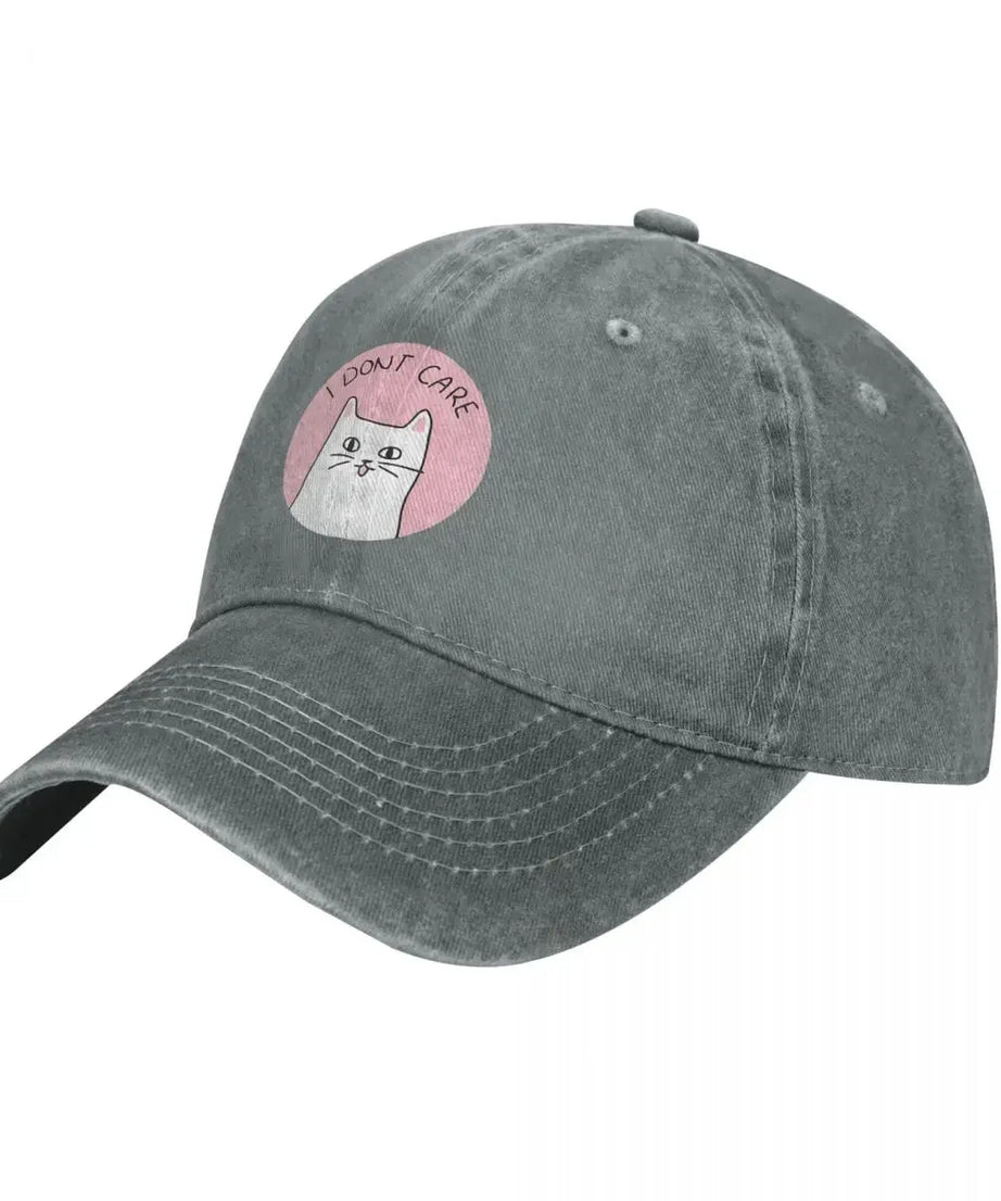 Baseball Caps Hats I Don't Care Cat Dad Hat For Man Peaked Cap Sun anime Shade