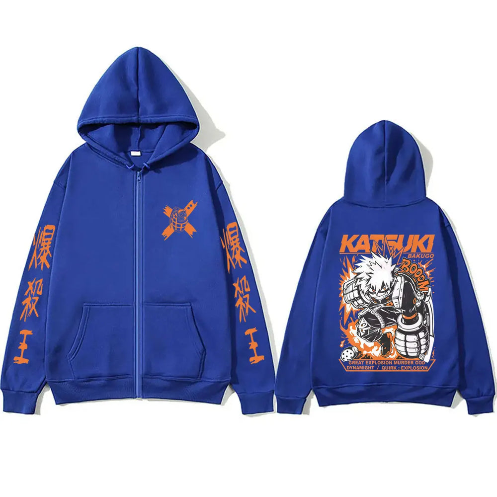 My Hero Academia Katsuki Bakugo Graphic Zip-Up Hoodie Harajuku Streetwear 4