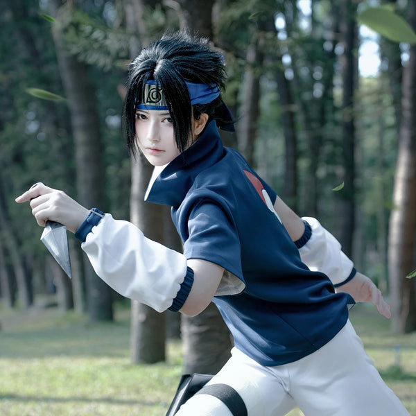 Naruto Sasuke Cosplay Costume — Top & Shorts Set
