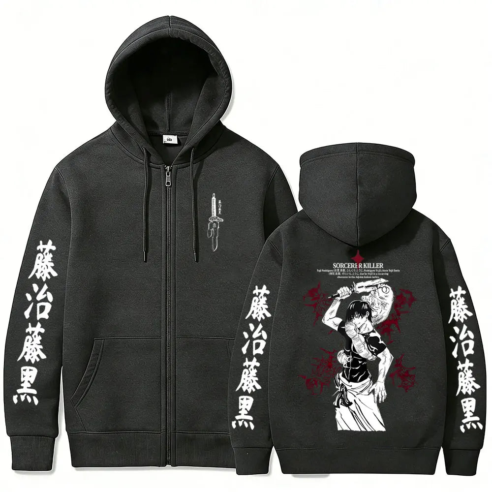 Jujutsu Kaisen Fushiguro Toji Sorcerer Killer Zip-Up Hoodie – Anime Manga Oversized Jacket 7
