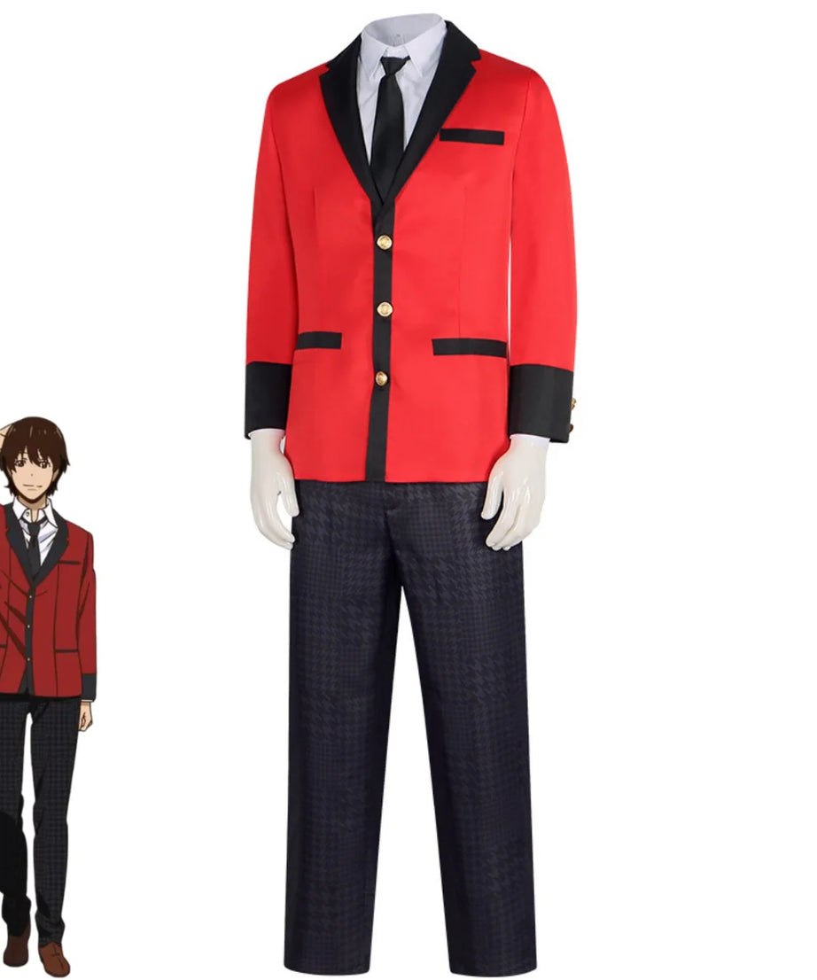 Kakegurui Ryota Suzui Cosplay Costume – Red JK Uniform with Wig for Men