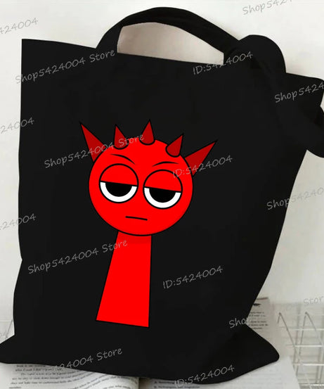 Anime Sprunki Incredibox Game Handbags Women Men Large Capacity No Zipper Canvas Tote Bag Sprunki Figure Shoulder Bag