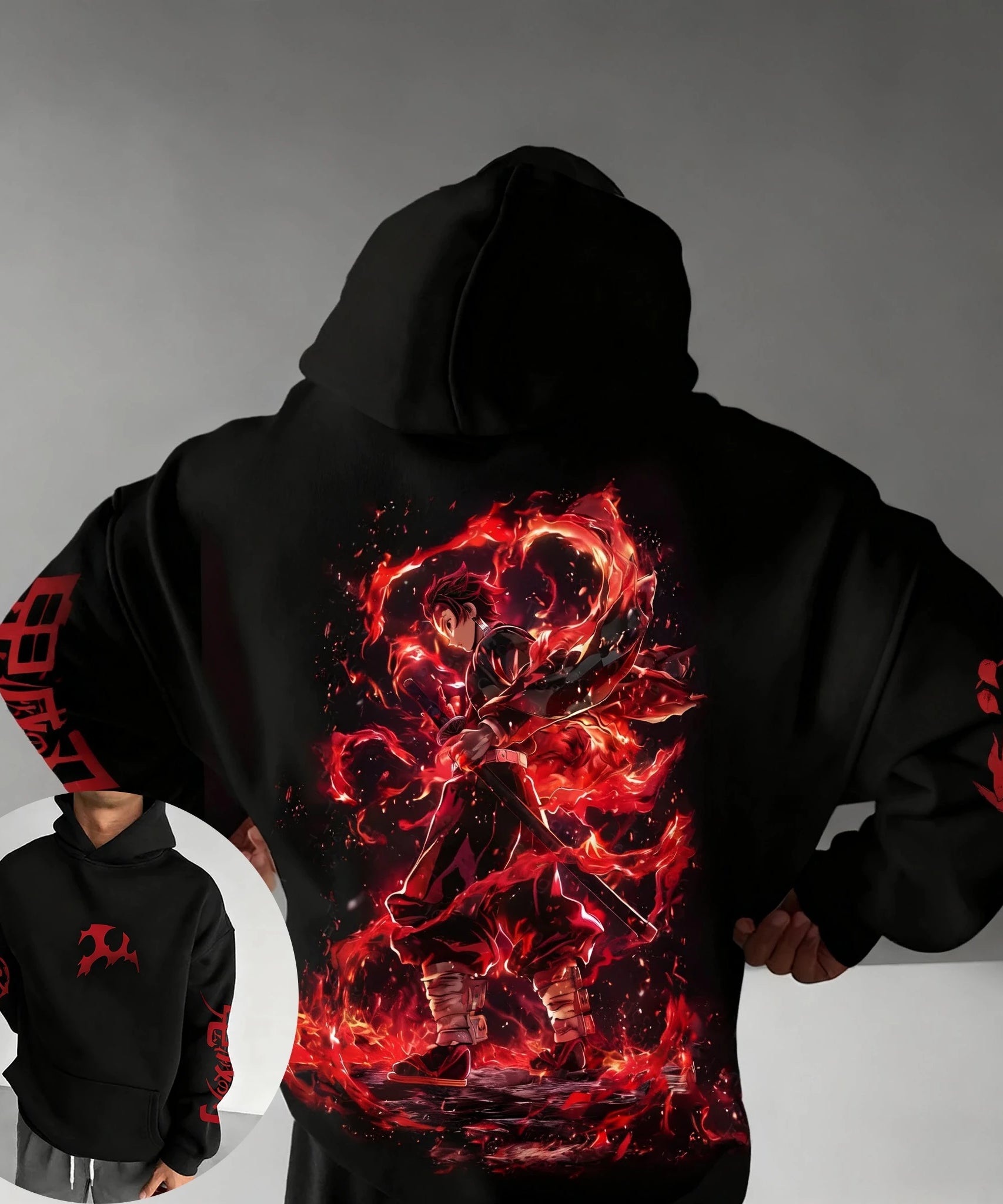 Demon Slayer Men's Hoodie Autumn/Winter New Cool Anime Printed Loose Casual Japanese Harajuku Parent Child Sweater Top