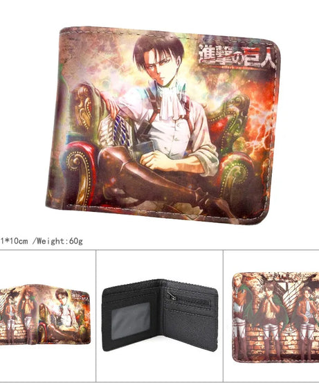Attack on Titan Short Men Wallet Levi Survey Corps Men's Women's Coin Purse Scout Regiment Money Bag