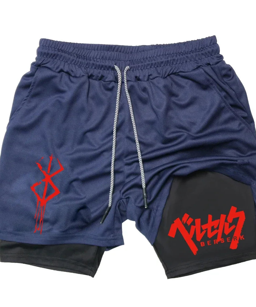 Men's Double Layer 2-in-1 Shorts Summer Compression Letter Print Shorts Running QuickDry Leggings Jogging Gym Fitness Sportswear