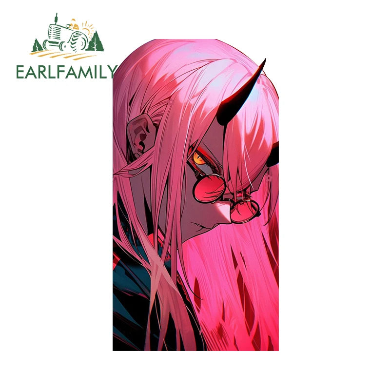 13cm x 7.4cm Zero Two Anime Car Sticker Motorcycle Bumper Funny Laptop Sunscreen Decal Scratch-Proof Fashion Decor