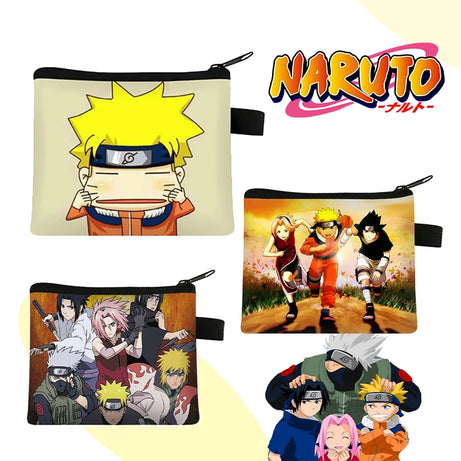 Naruto Men Women Childern Wallet Anime Uzumaki Cartoon Fashion Bank Card Key Coin Purse Print Adult Office Mini Storage Bag Gift