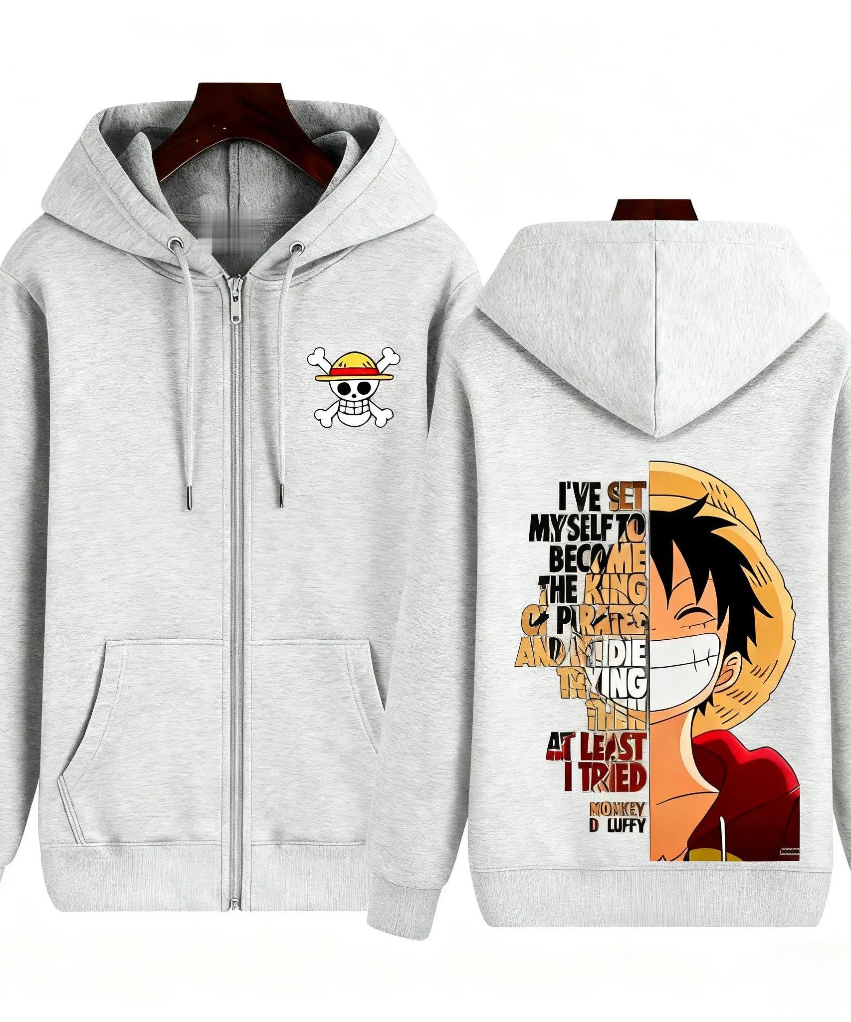 One Piece Monkey D Luffy Graphic Print Hoodie Zip Up Jacket Men Women Anime Streetwear Casual Pullover Long Sleeve Autumn Winter