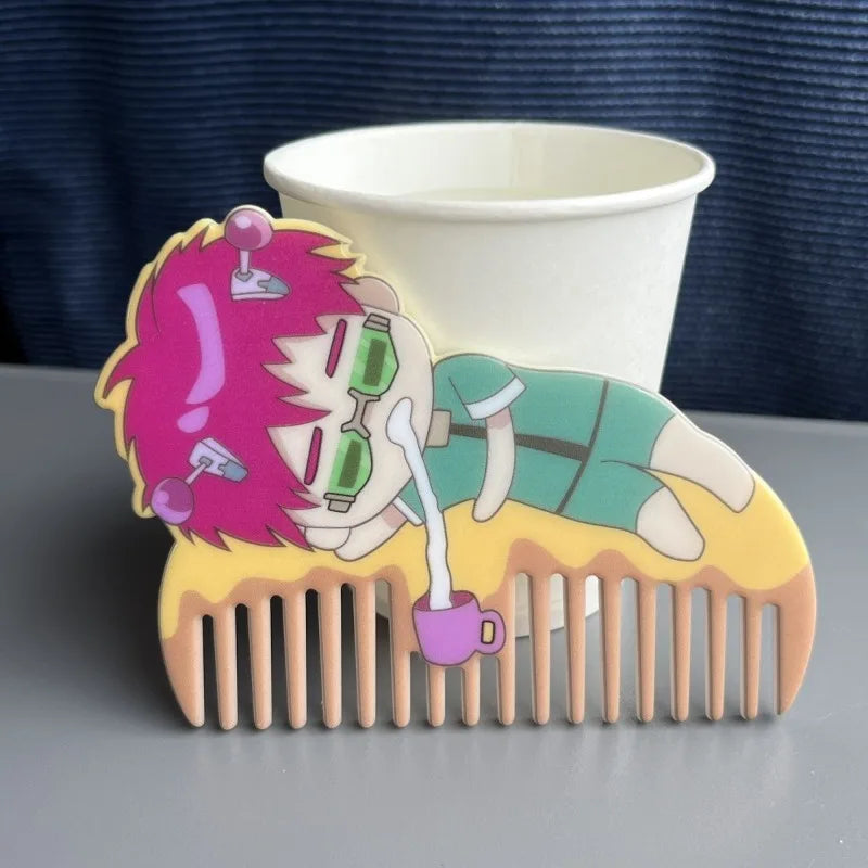 Kawaii Saiki Kusuo Comb Anime Cute Student Dormitory Children Portable Modelling Hair Tool Toys Gifts Girls