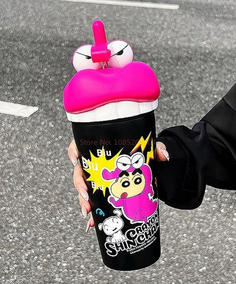 Crayon Shin-Chan Stainless Steel Thermos Mug – 600ml Anime Tumbler with Straw
