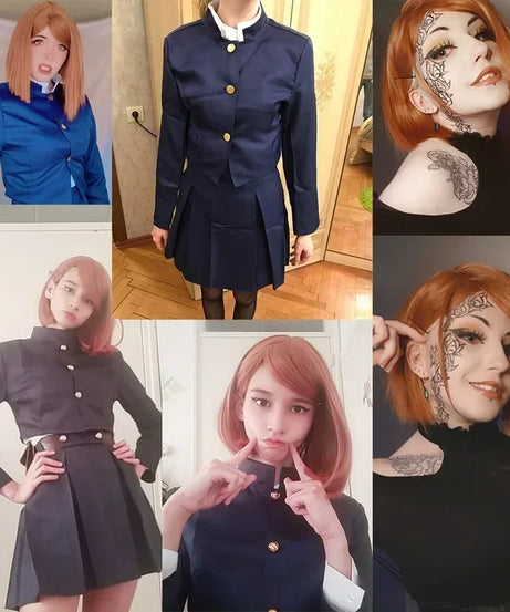 Anime Jujutsu Kaisen Cosplay Kostuum Kugisaki Nobara Tatoo Meisjes Vrouwen Jurk Uniform Volledige Set