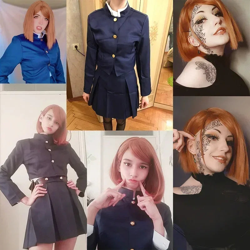 Anime Jujutsu Kaisen Cosplay Kostuum Kugisaki Nobara Tatoo Meisjes Vrouwen Jurk Uniform Volledige Set
