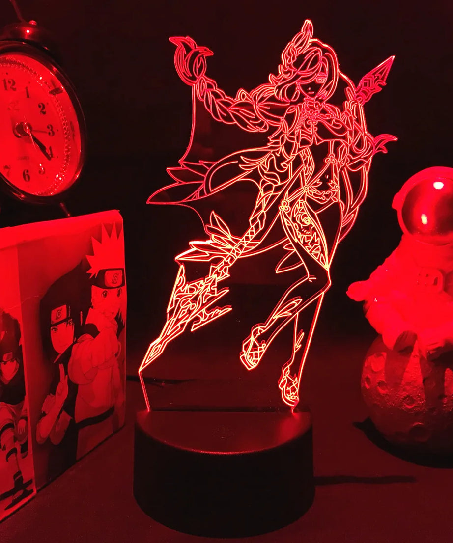 Newly Genshin Impact Night Light Yae Miko Game Figures Acrylic Stand Model 3D Table Lamp Kids Git Acrylic Bedside lamp